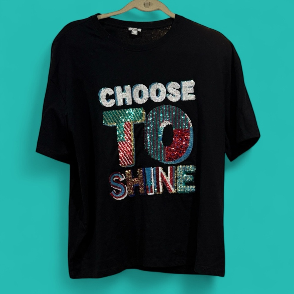 Victoria's Secret Black Tee with Sequin Graphic
